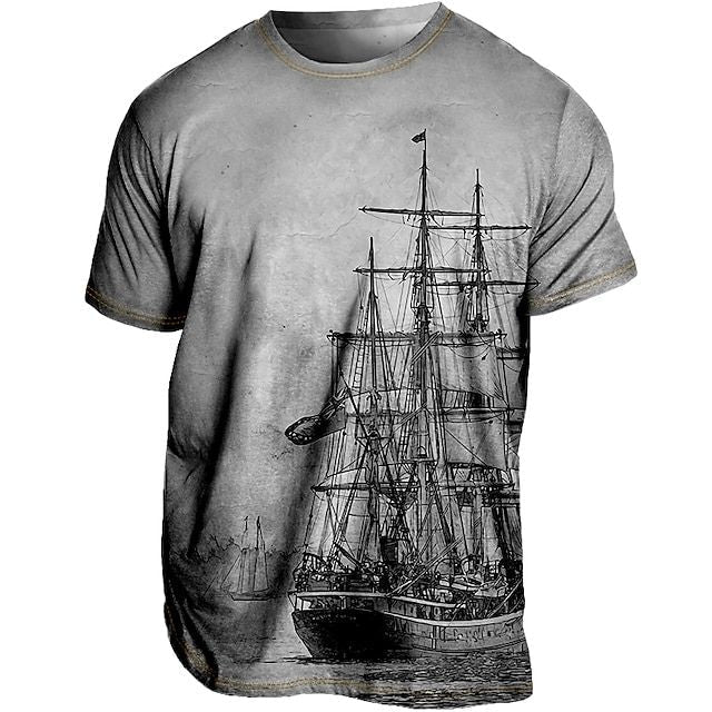 Zomers heren T-shirt met ronde hals, stijlvol en comfortabel, perfect voor een casual, moderne look.