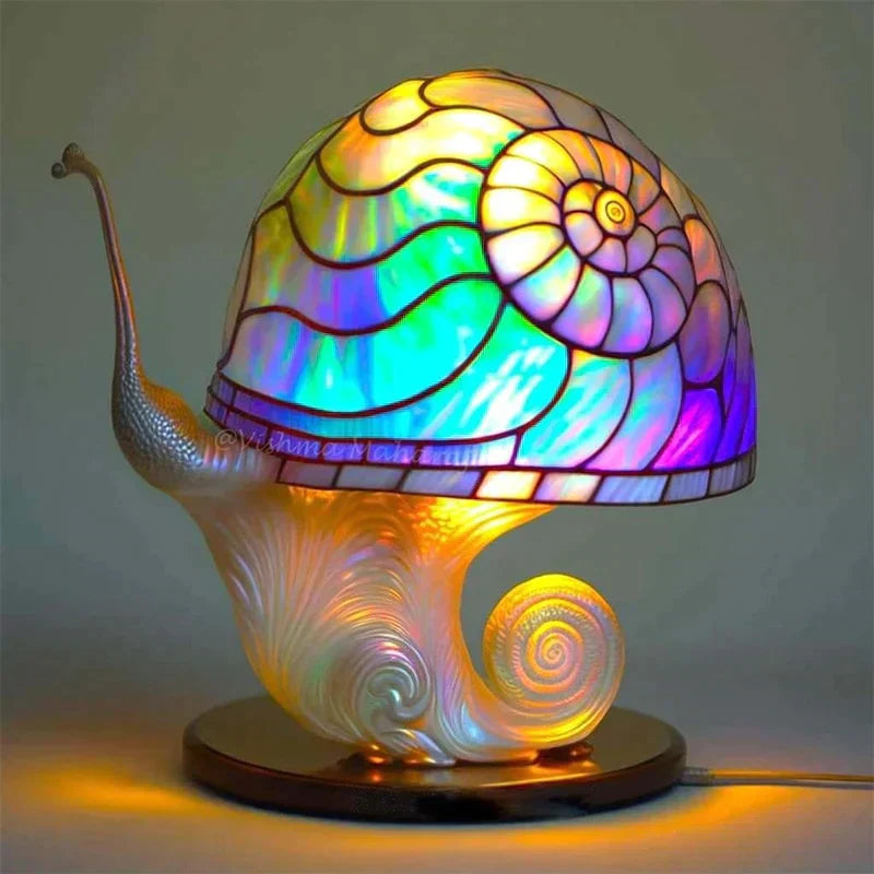 "Unieke glazen paddenstoel wandlamp met kleurrijk glas-in-lood design, sfeervolle verlichting, ideaal voor interieurdecoratie