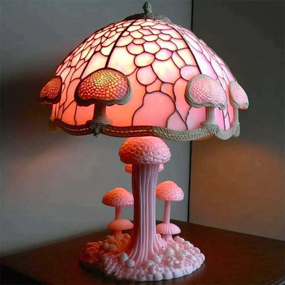 "Unieke glazen paddenstoel wandlamp met kleurrijk glas-in-lood design, sfeervolle verlichting, ideaal voor interieurdecoratie