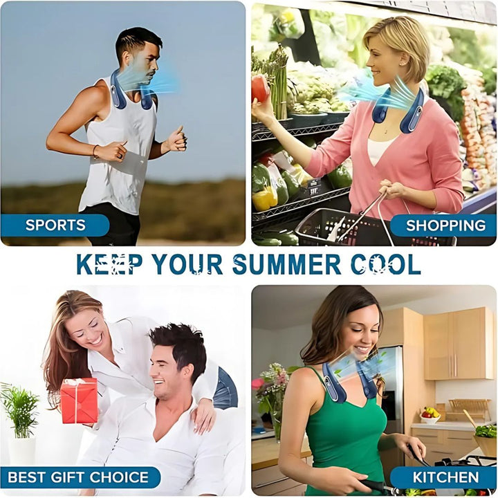 Innovatieve zomer gadget: Unisex digitale nekventilator met 360° oplaadbare koeling, handsfree genieten.