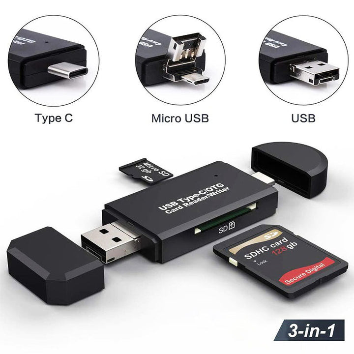 Compacte USB-C kaartlezer en geheugenstick. Snelle oplossing voor foto back-up, data overdracht en extra opslag.