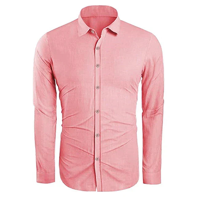 Ademend heren linnen shirt lange mouwen, comfortabel voor zomerse mode en mannenkleding.