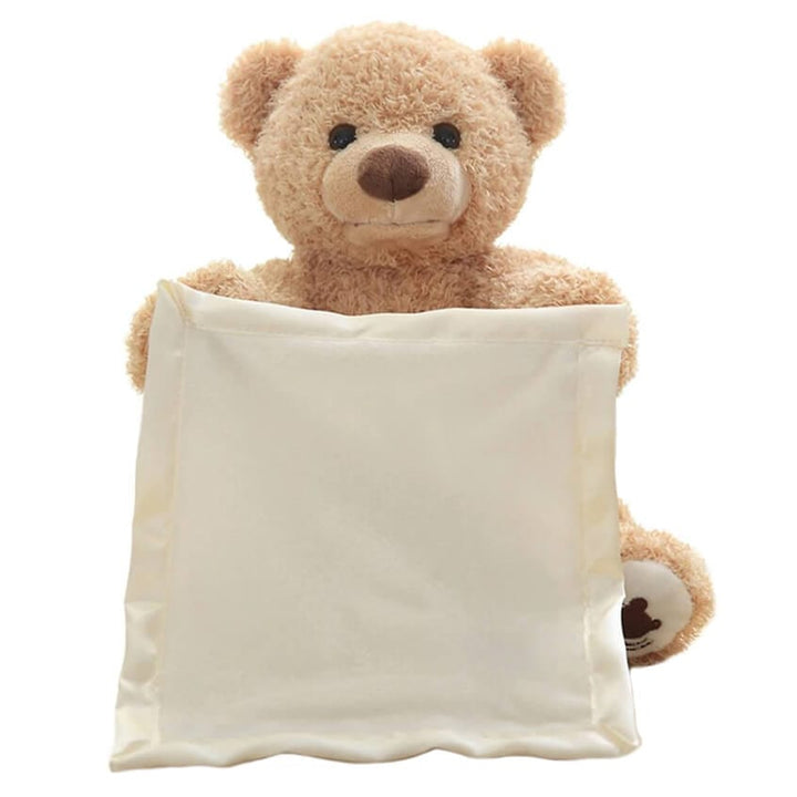 Lieve interactieve zingende teddybeer knuffel, perfect cadeau voor kinderen die van kiekeboe houden.