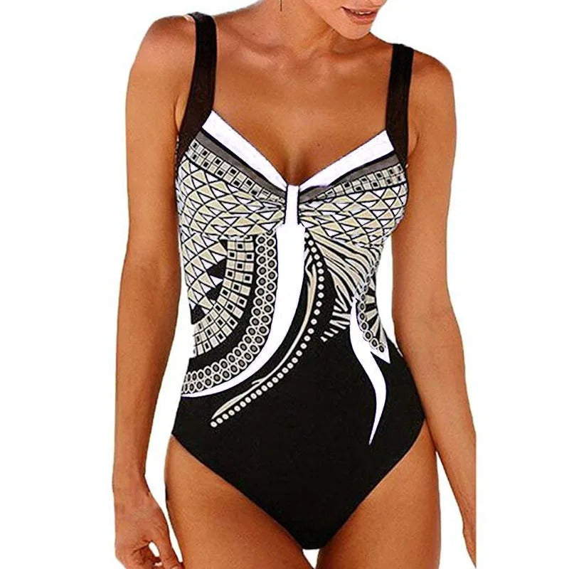 Dames bedrukt badpak Zinnia; comfortabele, modieuze zwemkleding. Ideaal voor zwemmen, strand of zwembad.
