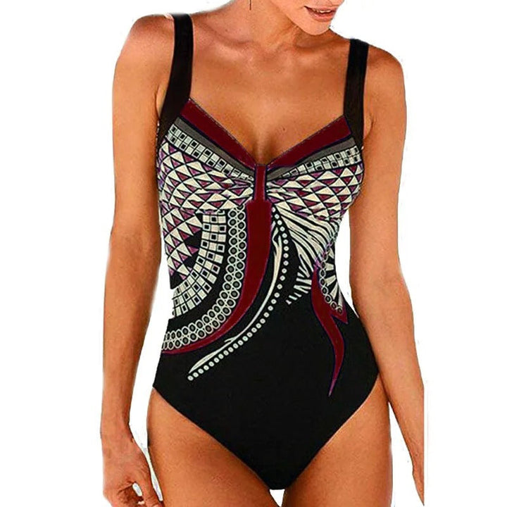 Dames badpak Zinnia met bedrukte print. Flatterend & comfortabel voor zomerse dagen aan strand of zwembad.