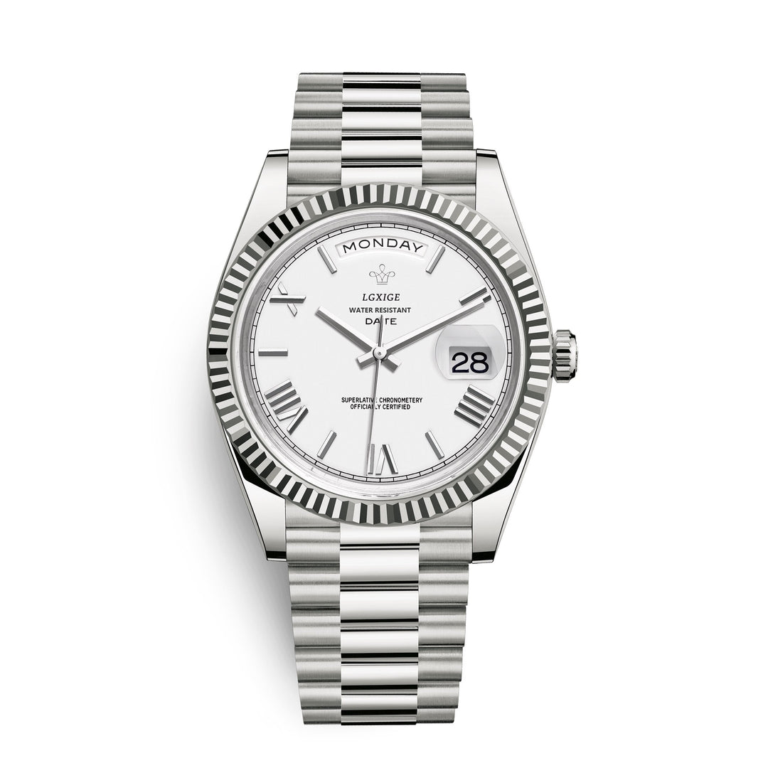 Luxe Solan automatisch herenhorloge met dag- en datum, ideaal cadeau voor mannen die precisie waarderen.