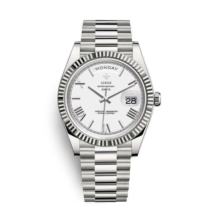 Luxe Solan automatisch herenhorloge met dag- en datum, ideaal cadeau voor mannen die precisie waarderen.