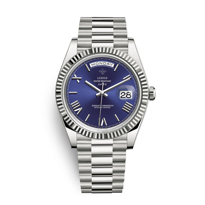 Tijdloos Solan herenhorloge, automatisch met dag- en datum, combineert klassieke elegantie met functionaliteit.