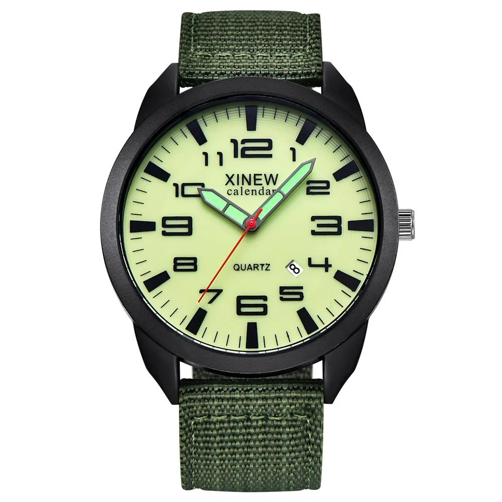 Stijlvol Lumo unisex quartzhorloge met moderne verlichte wijzerplaat en handige kalenderfunctie.