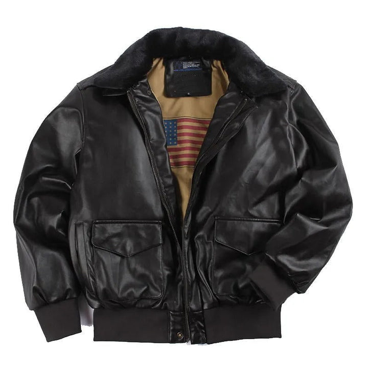 Zwarte klassieke dames motorjas van vintage leer. Elegante warme winterjas, perfecte bovenkleding voor vrouwen.