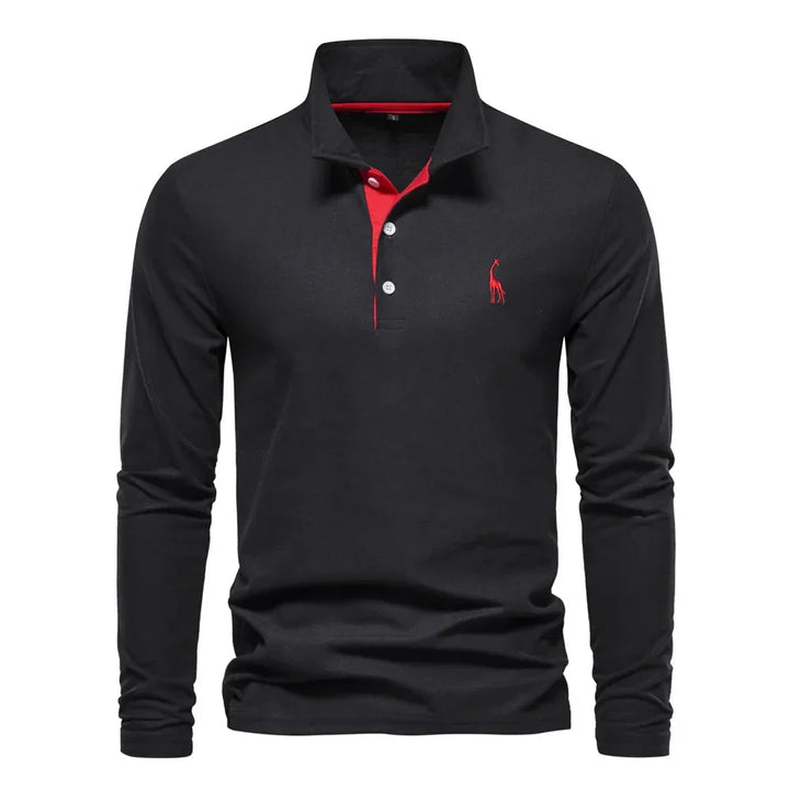 Klassieke herenpolo met lange mouwen, comfortabel en veelzijdig voor casual of formele gelegenheden.