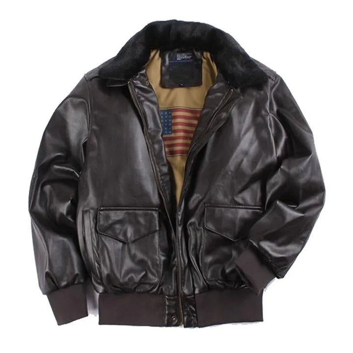 Dames vintage bruine leren motorjas, tijdloze elegante winterjas. Warme retro bovenkleding van leer voor vrouwen.