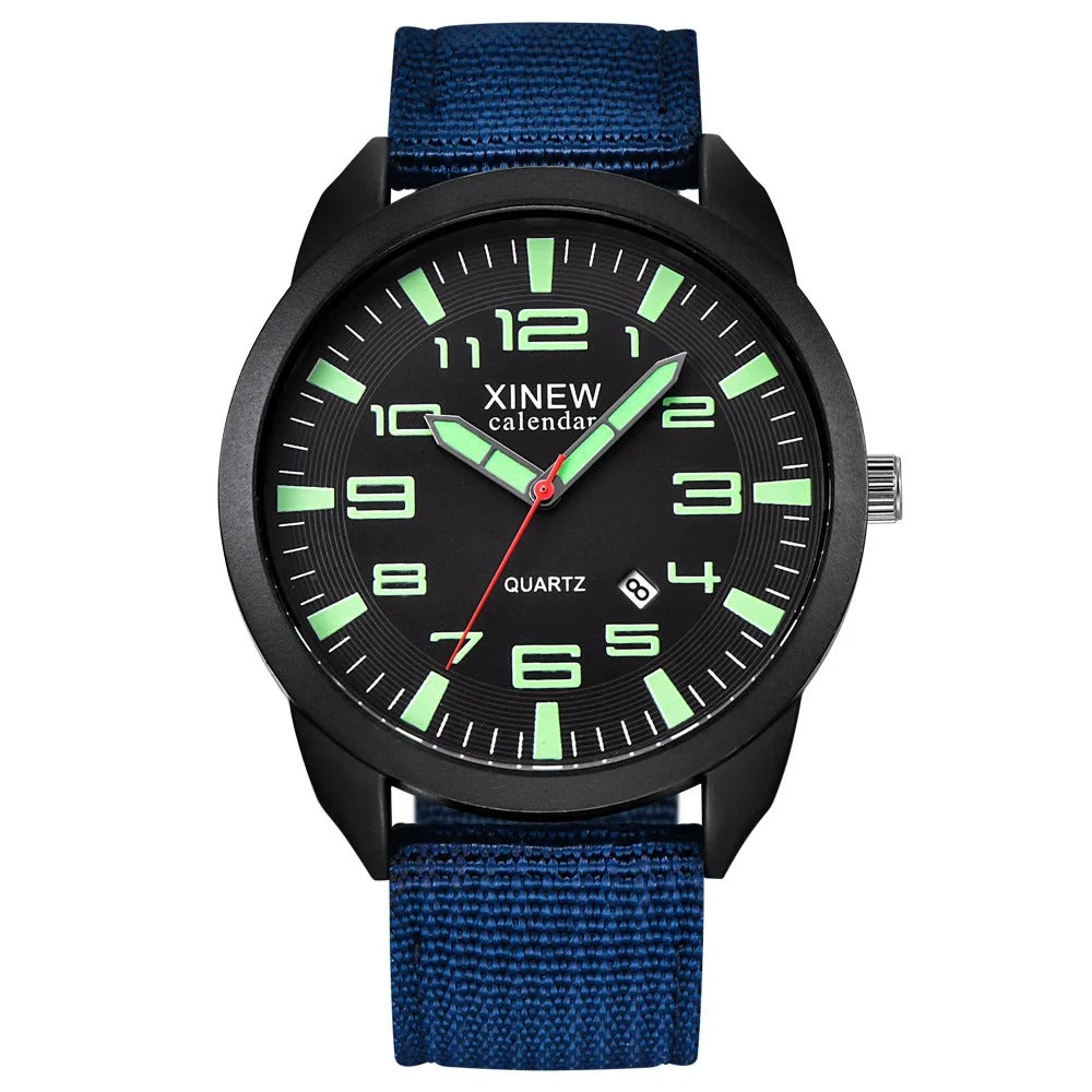 Trendy Lumo unisex quartzhorloge, een duurzaam accessoire met verlichte wijzerplaat en kalender.