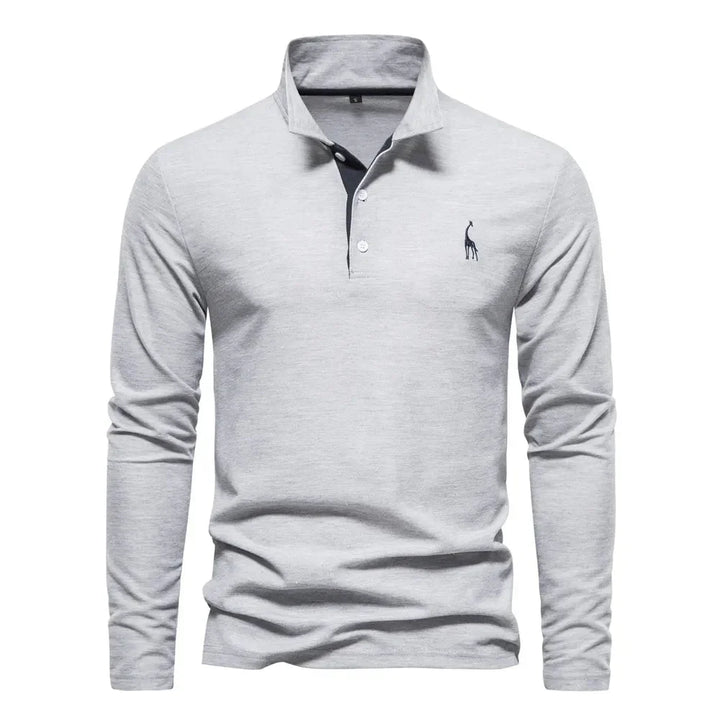Deze lange mouw herenpolo is comfortabel en stijlvol, ideaal voor zowel casual als zakelijke kleding.