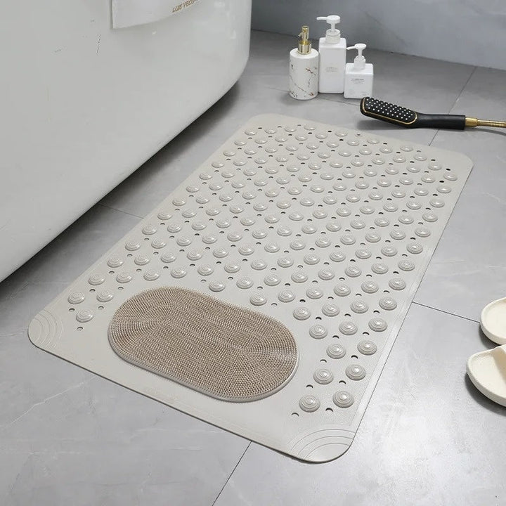 PVC antislip badmat met zachte voetscrubber voor dagelijkse wellness en extra veiligheid onder de douche.