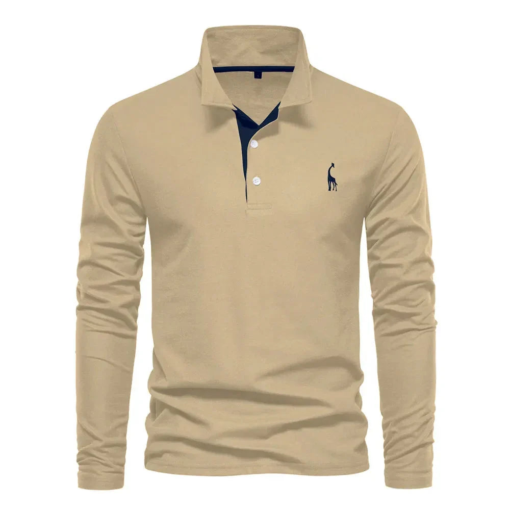 Veelzijdige herenpolo met lange mouwen, ideaal voor een klassieke casual of nette herenmode look.