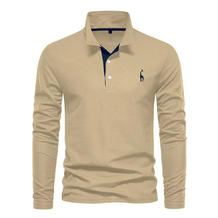 Veelzijdige herenpolo met lange mouwen, ideaal voor een klassieke casual of nette herenmode look.