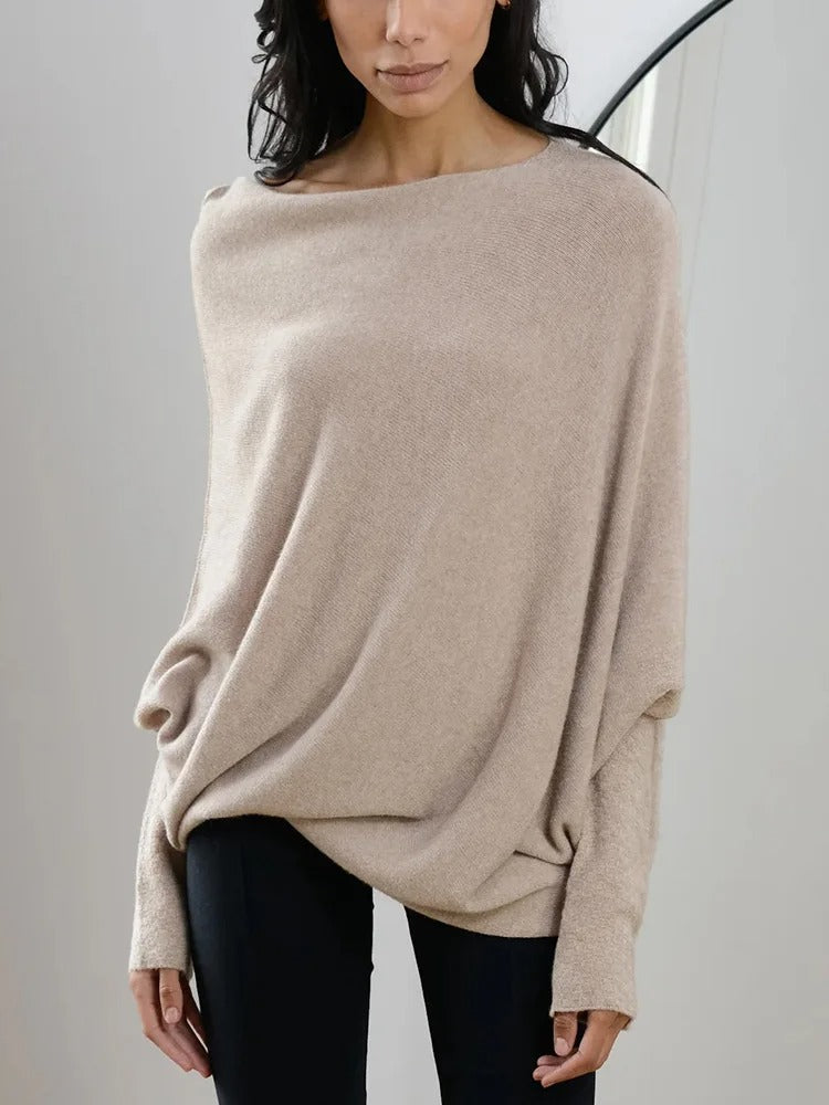 Gebreide off shoulder trui voor dames, modieus en zacht, een must-have.