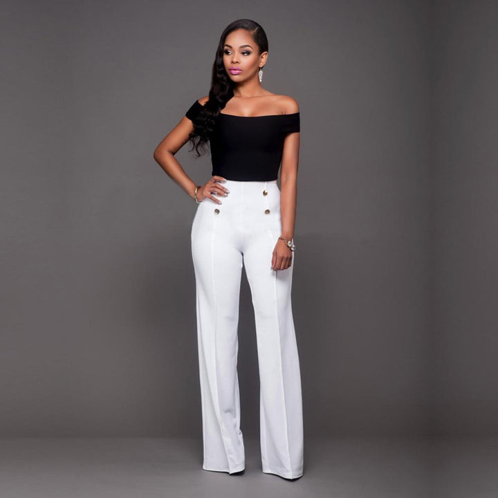 Elegante dames hoge taille broek, toont een slank silhouet voor een zelfverzekerde uitstraling.