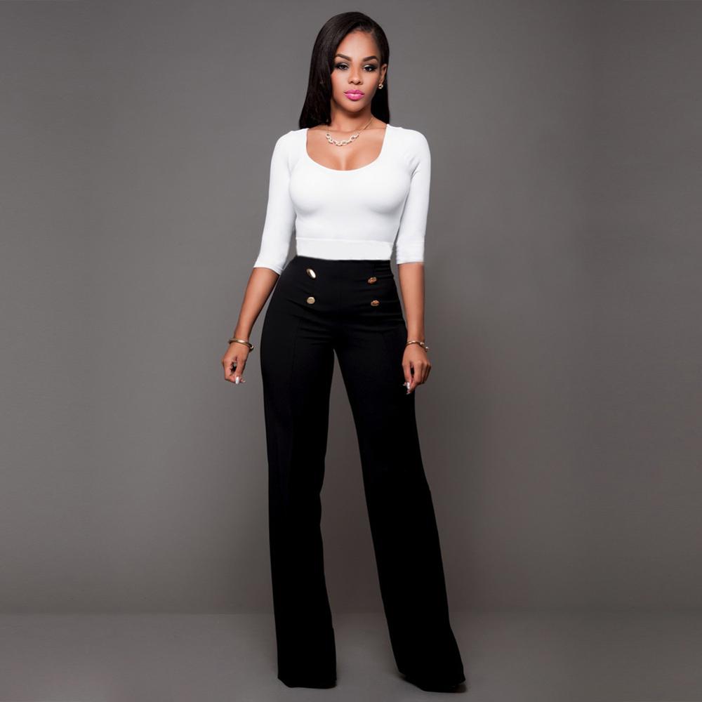 Stijlvolle dames hoge taille broek, combineerbaar met diverse tops voor een complete trendy look.