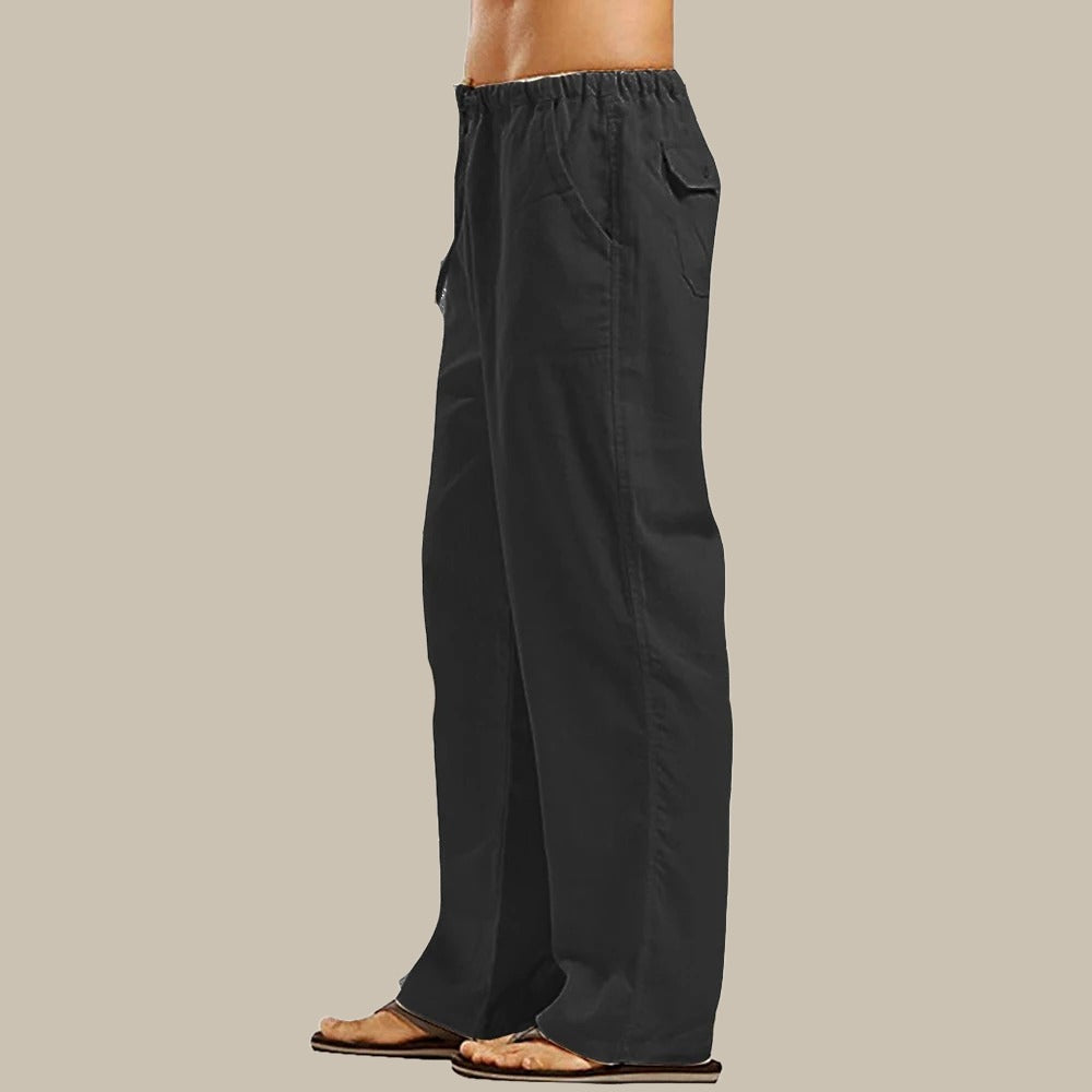 Casual linnen heren zomerbroek, perfect voor strand, vakantie of een relaxte zomerdag.