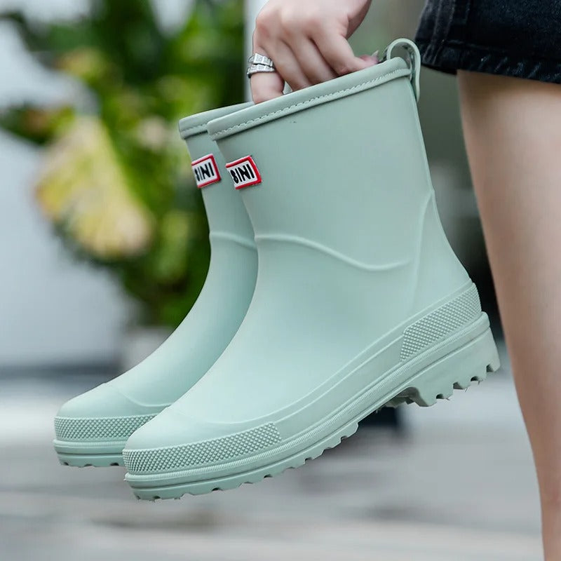 Antislip zool van comfortabele dames regenlaarzen, ideaal voor natte en gladde ondergronden.