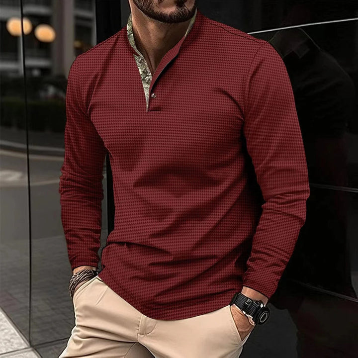 Detail van Heren Polo Noah: Zacht katoen, nette kraag en knoopsluiting. Comfortabel en modieus herenpoloshirt.