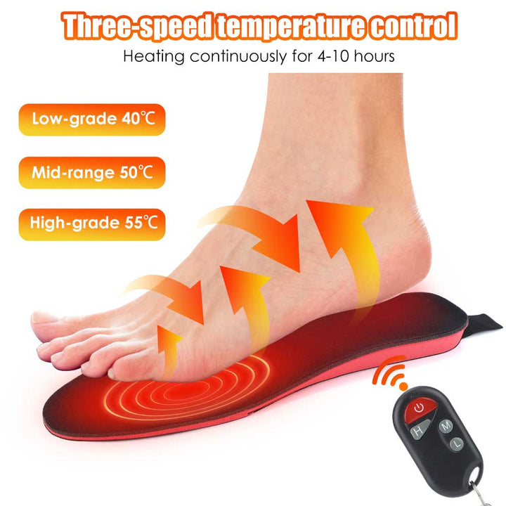Oplaadbare warmtezolen van Aurora. Comfortabele inlegzolen voor schoenen, houden voeten warm bij koud weer.