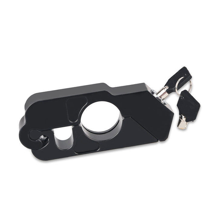 Robuust zwart stuurslot, essentieel anti-diefstal accessoire voor scooter, brommer en motorfiets beveiliging.