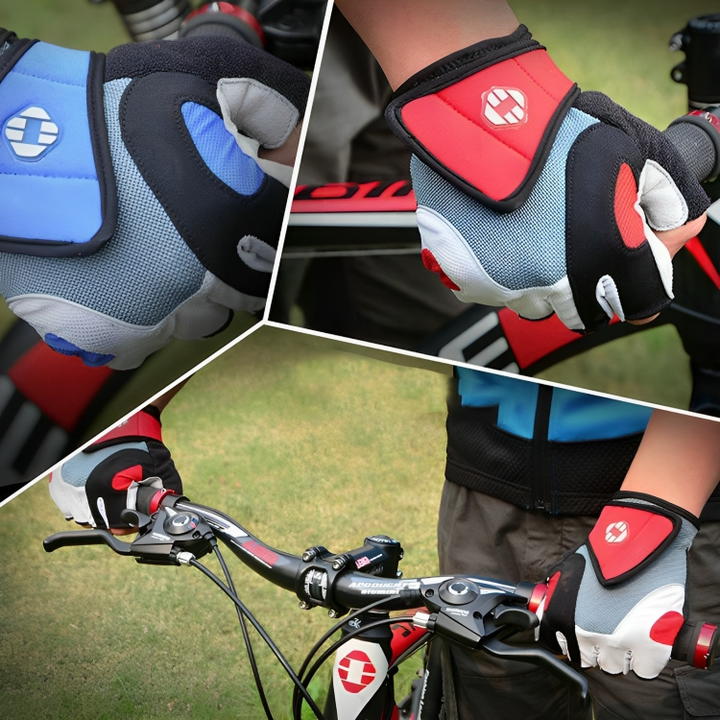 Ademende BikeGuard™ fietskleding: lycra-mesh gelhandschoenen voor optimale ventilatie en comfort.