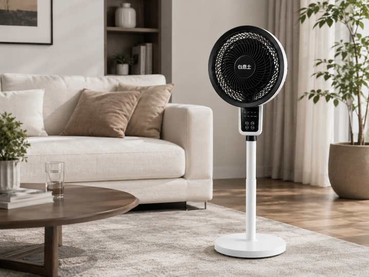 Compacte WC2026 ventilator met afstandsbediening, verstelbaar voor optimale verkoeling in huis, zorgt voor frisse lucht.