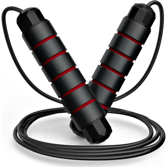 "Verstelbaar springtouw fitness met tangle-free ontwerp, kogellagers, staalconstructie en comfortabele foam handvaten."