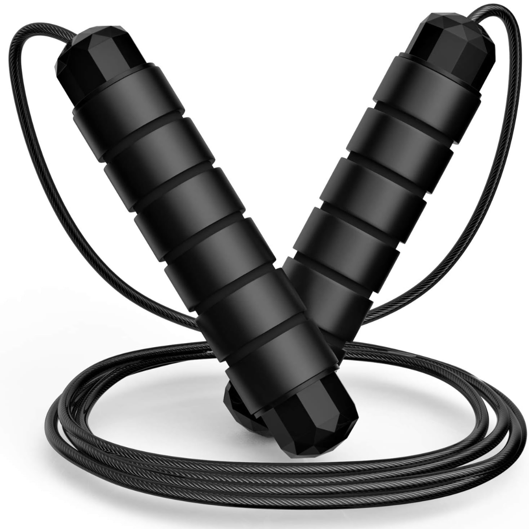 "Verstelbaar springtouw fitness met tangle-free ontwerp, kogellagers, staalconstructie en comfortabele foam handvaten."