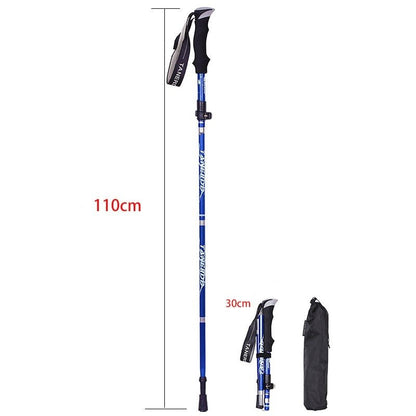 Verstelbare opvouwbare wandelstok met ergonomische handgreep en antislipvoet, ideaal voor avontuurlijke wandelingen.