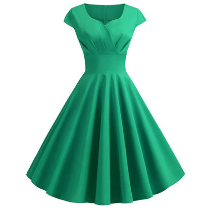 "Vintage A-lijn Marlena jurk in zwart, flatterend silhouet, gedefinieerde taille, ideaal voor dames bij feestelijke gelegenhe
