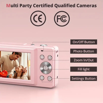 "Vintage digitale camera met retro ontwerp, 1080p resolutie, compact formaat, perfect voor nostalgische foto- en videografie.