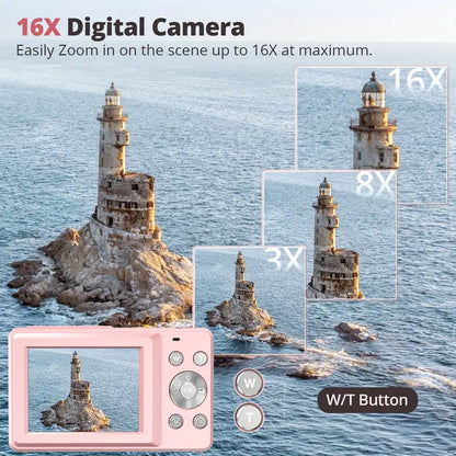 "Vintage digitale camera met retro ontwerp, 1080p resolutie, compact formaat, perfect voor nostalgische foto- en videografie.