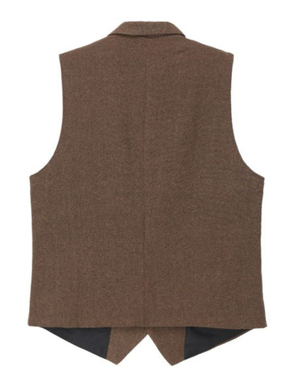 "Vintage heren gilet met elegante lijnen, authentieke stijl en hoogwaardige stoffen; veelzijdig voor elke outfit."