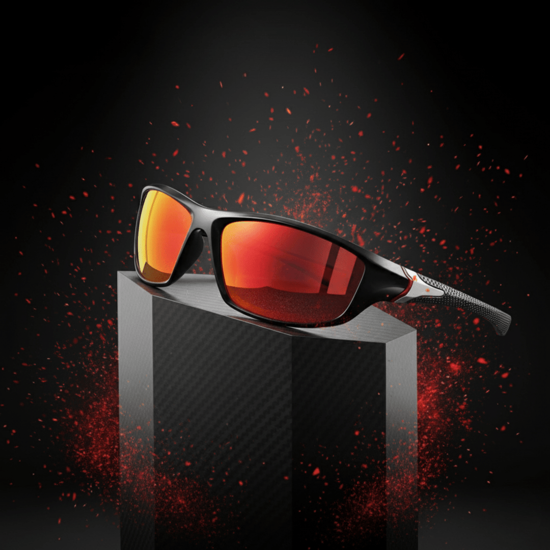 Unisex gepolariseerde zonnebril met UV400 bescherming en rubberen grip voor outdoor sporten.
