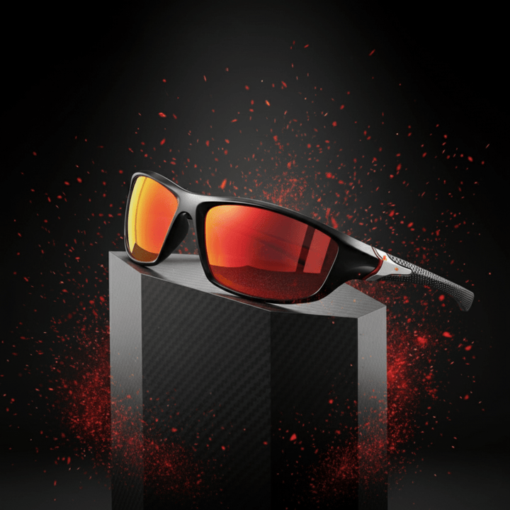 Unisex gepolariseerde zonnebril met UV400 bescherming en rubberen grip voor outdoor sporten.
