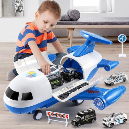 "Vliegtuig speelset met groot vliegtuig, mini-voertuigen en kleurrijke accessoires voor kinderen van 3 tot 6 jaar."