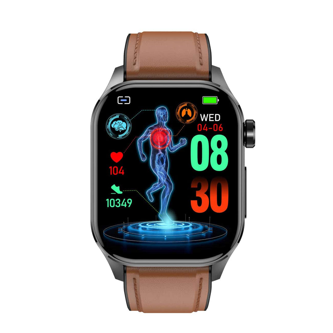 Complete gezondheidssmartwatch: EKG, bloeddrukmonitor, glucosemeting en fitness tracking. Unisex draagbaar.