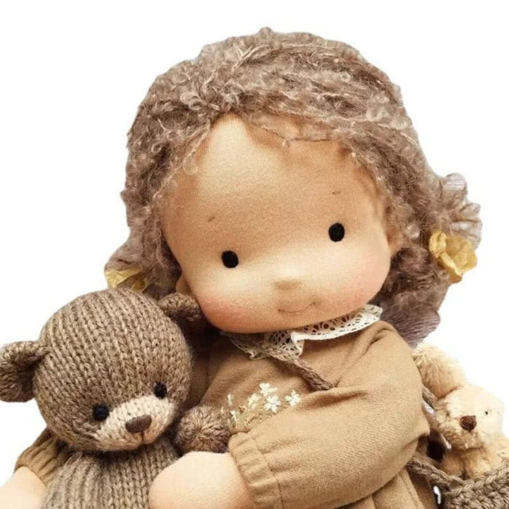 Natuurlijke Waldorf pop (30 cm) handgemaakt, perfect voor elk kind. Zacht, veilig en educatief speelgoed.