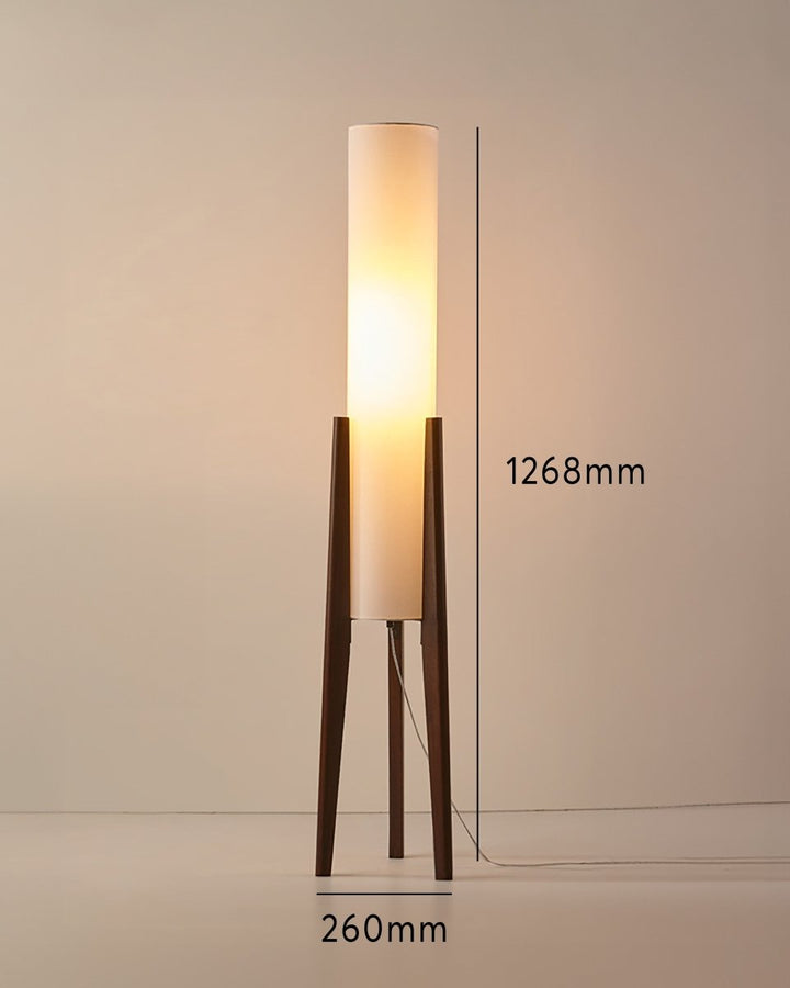 Veelzijdige walnoot houtlamp, perfect als moderne design vloerlamp voor woon- of slaapkamer.