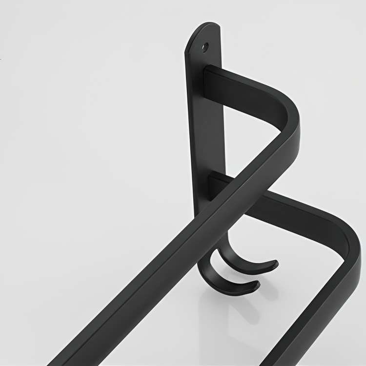 Modulaire handdoekhouder voor badkamer, wandmontage, flexibel en duurzaam aluminium.