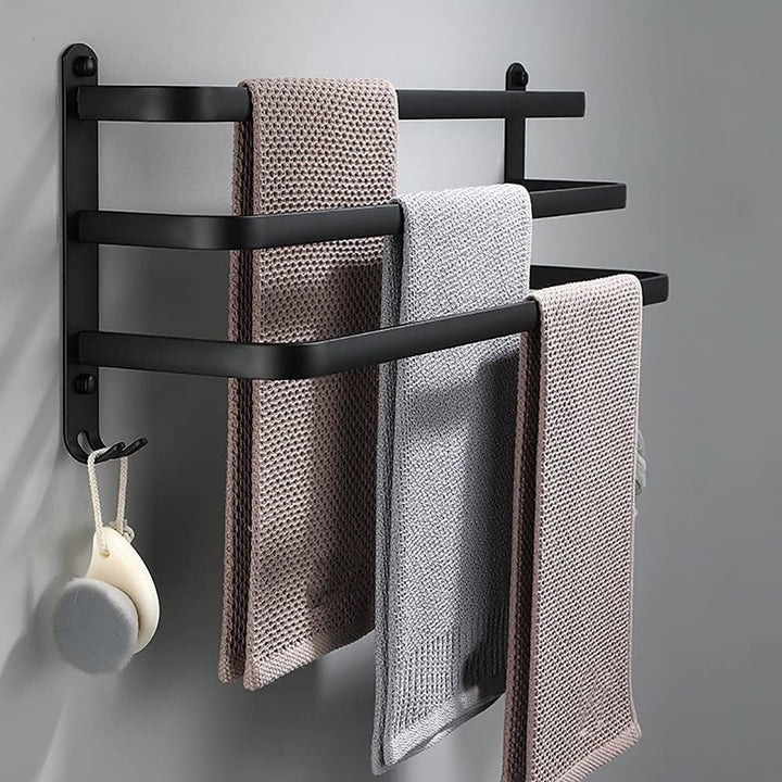 Aluminium handdoekhouder wandrek, opvouwbaar en ruimtebesparend voor badkamer en douche.