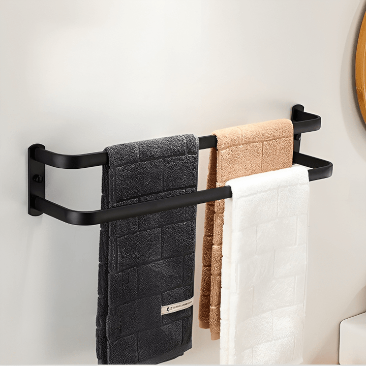 Design handdoekhouder, wandgemonteerd, ruimtebesparend droogrek voor badkamer en douche.