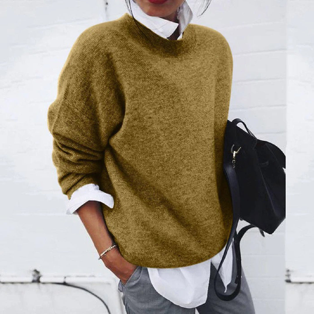 "Warme damestrui, stijlvolle wollen sweater voor koelere dagen, zachte textuur, relaxte pasvorm, veelzijdig design."