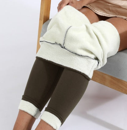 "Warme fleecelegging voor de winter, hoge taille, zwart, flatterend en comfortabel, geschikt tot -15 graden, dameskleding."