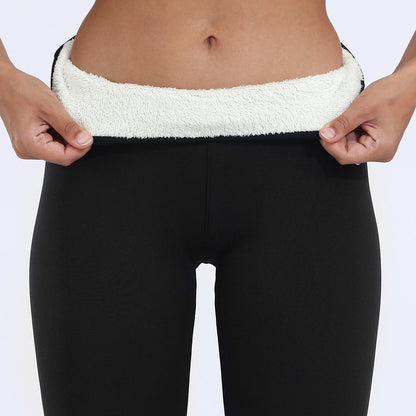 "Warme fleecelegging voor de winter, hoge taille, zwart, flatterend en comfortabel, geschikt tot -15 graden, dameskleding."